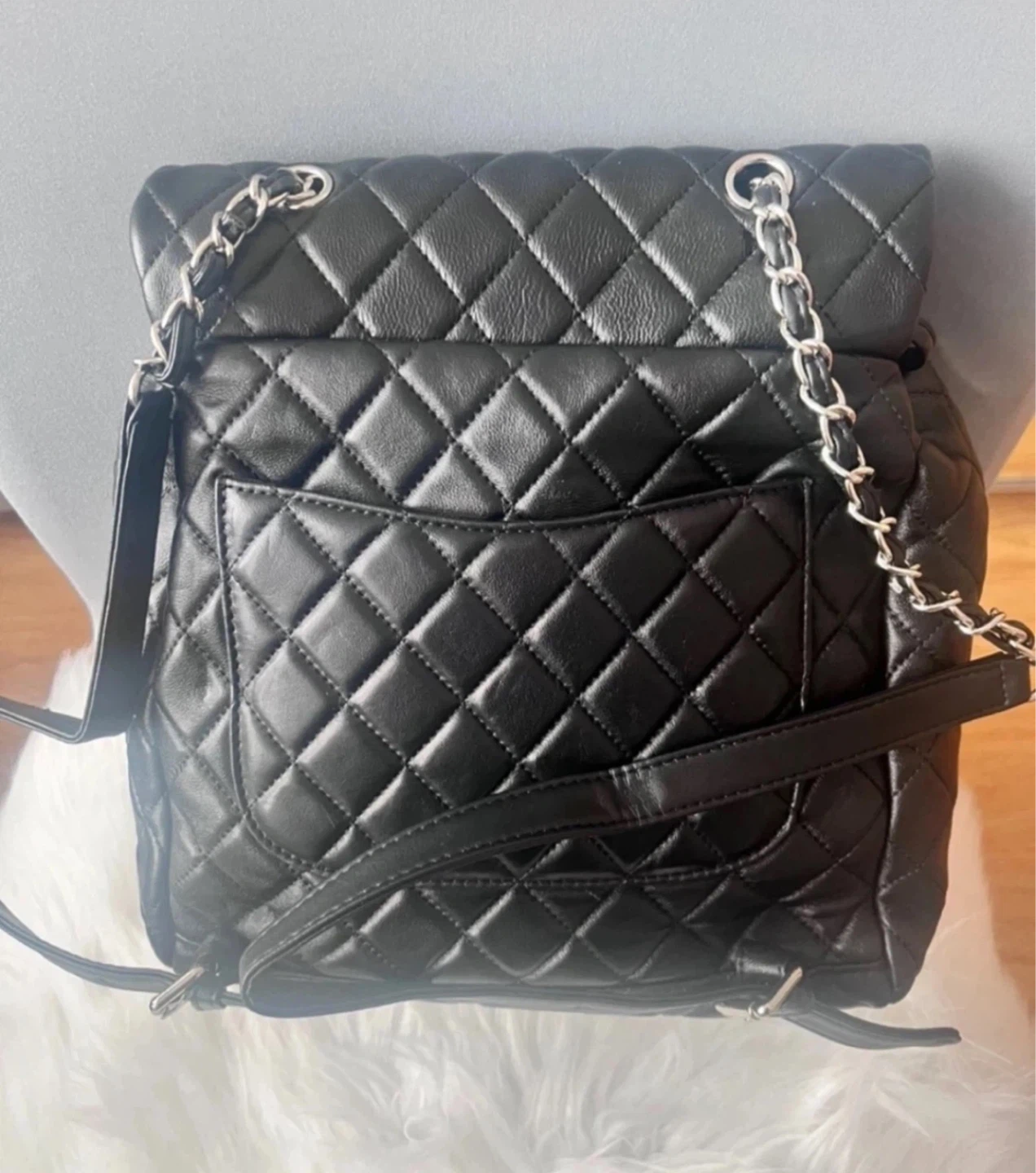 Black Quilted Leather Chanel Backpack - photo 3