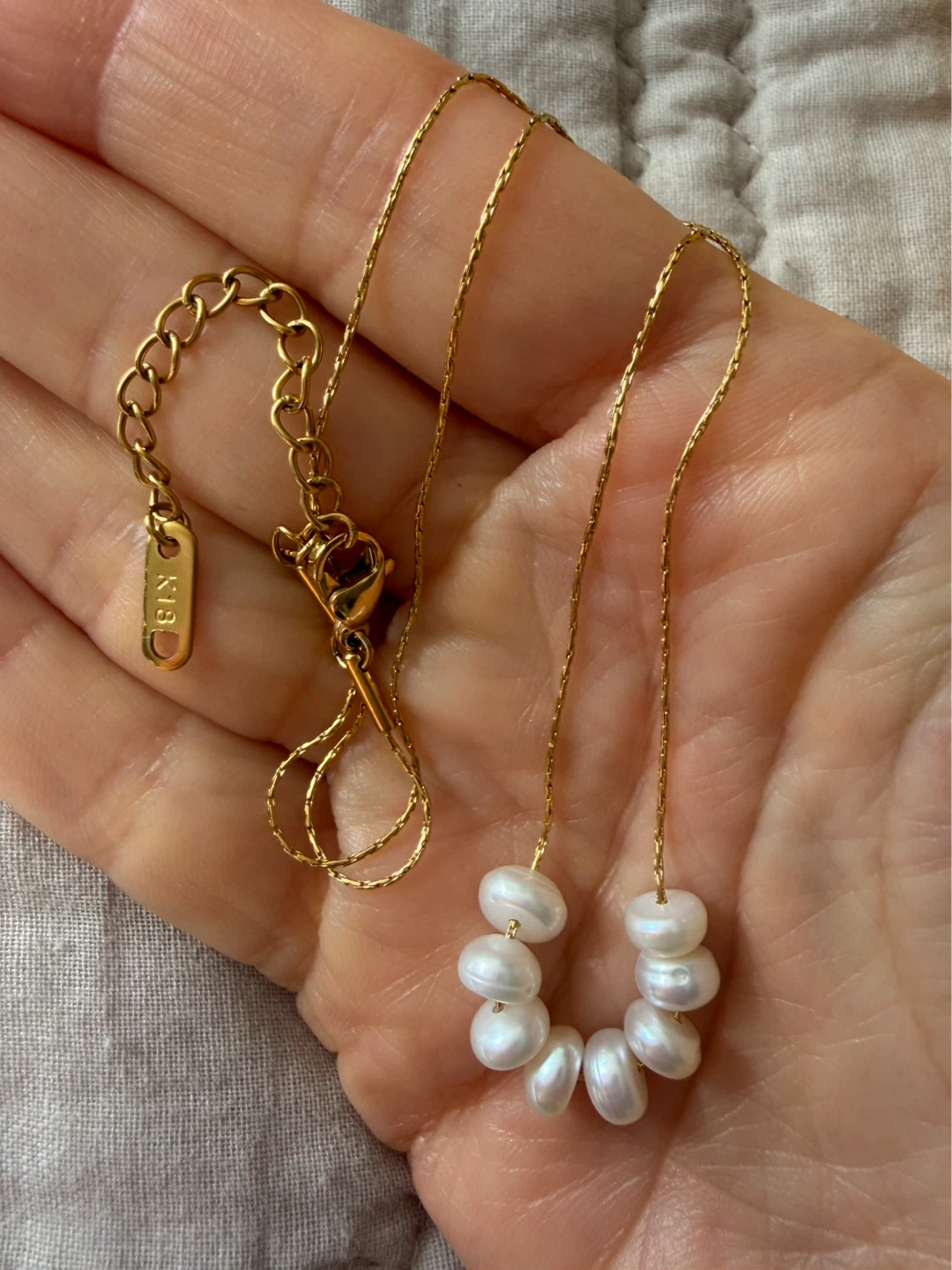 Gold real pearl necklace