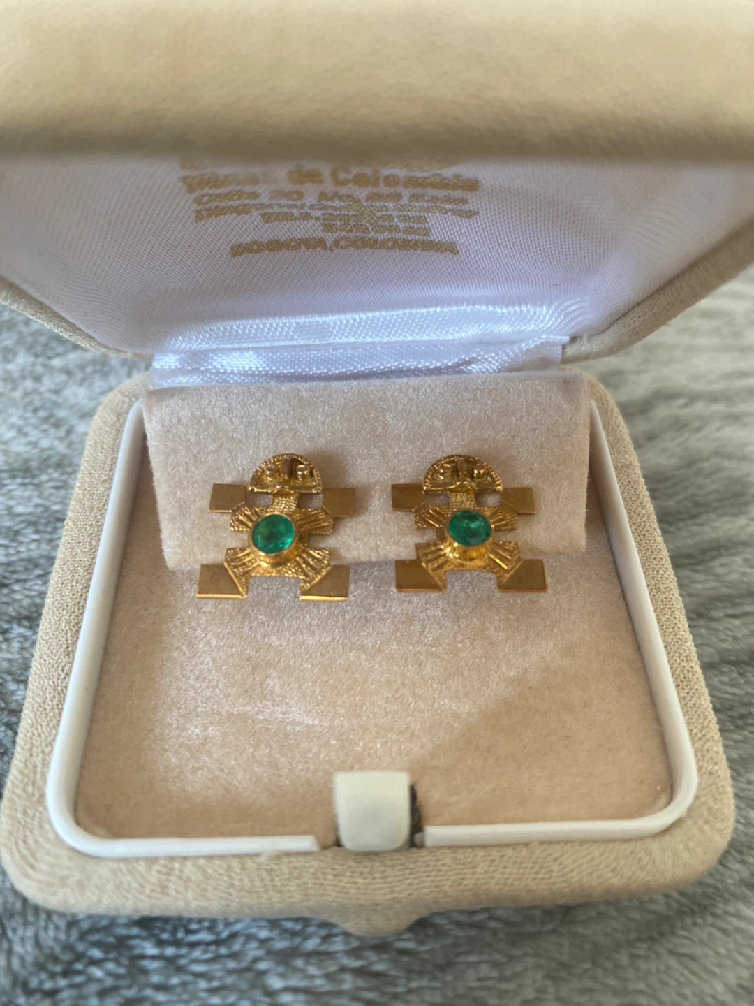 Gold Earrings with Emeralds - Minas de Colombia
