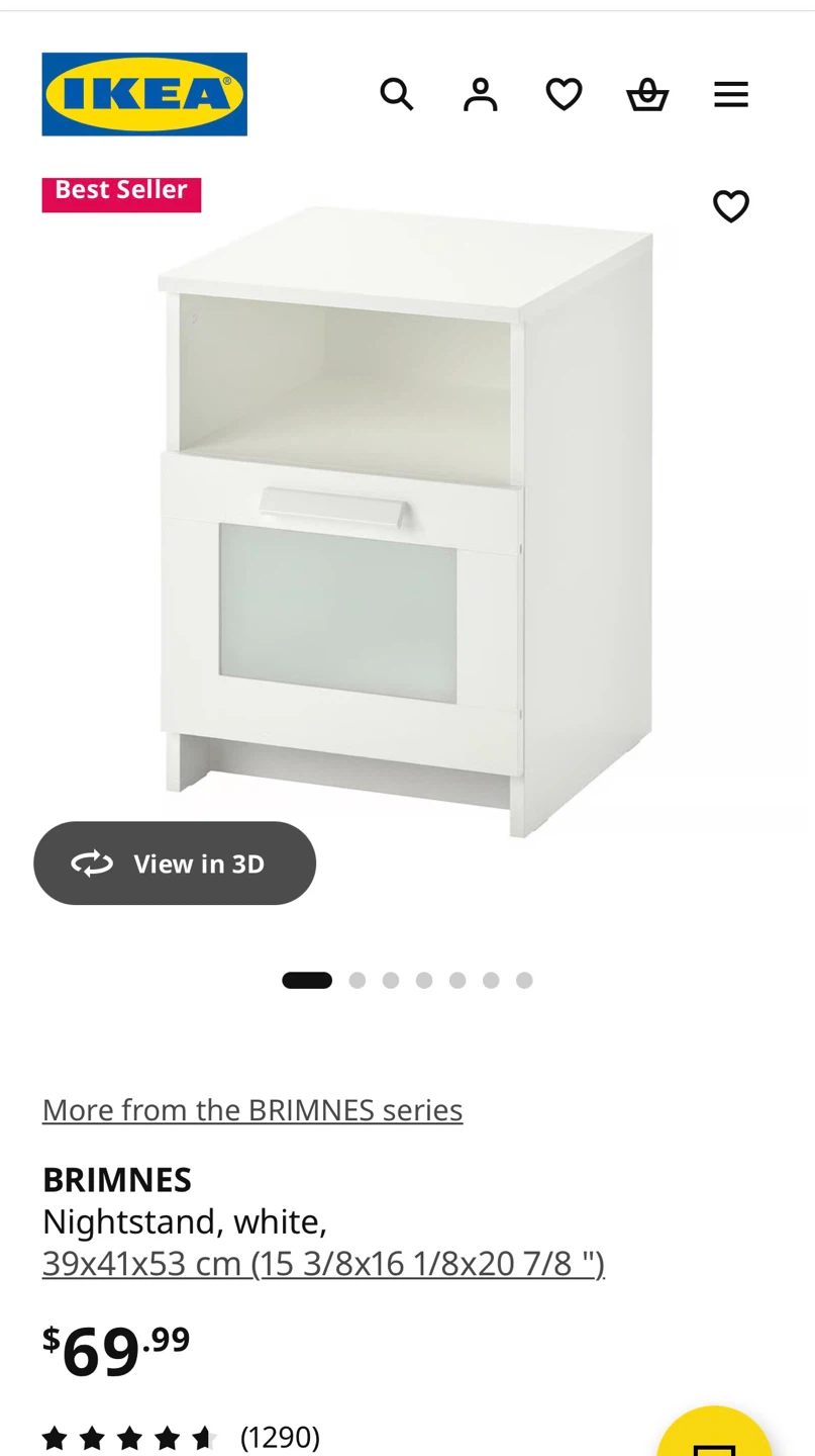 IKEA BRIMNES Nightstand, White - photo 2