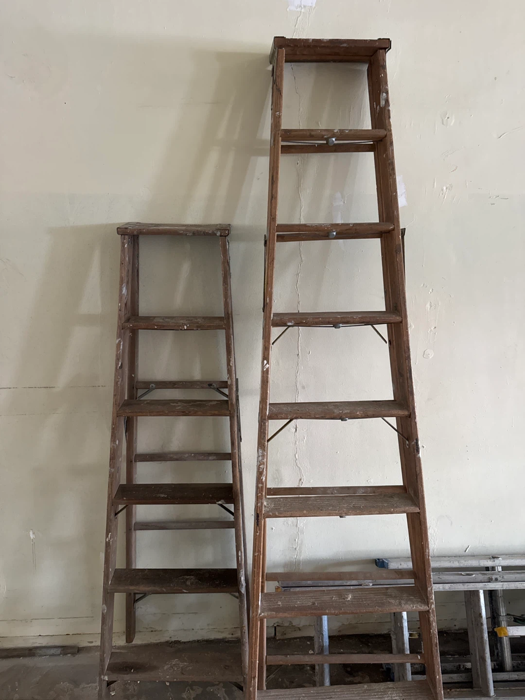 Vintage Wooden Step Ladder and Extension Ladder Set - photo 2