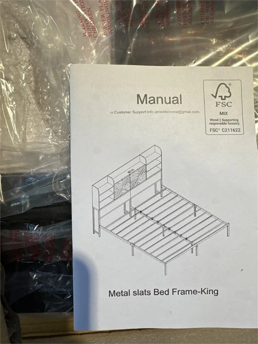 Farmhouse King Size Bed Frame with Move Storage Headboard - photo 4