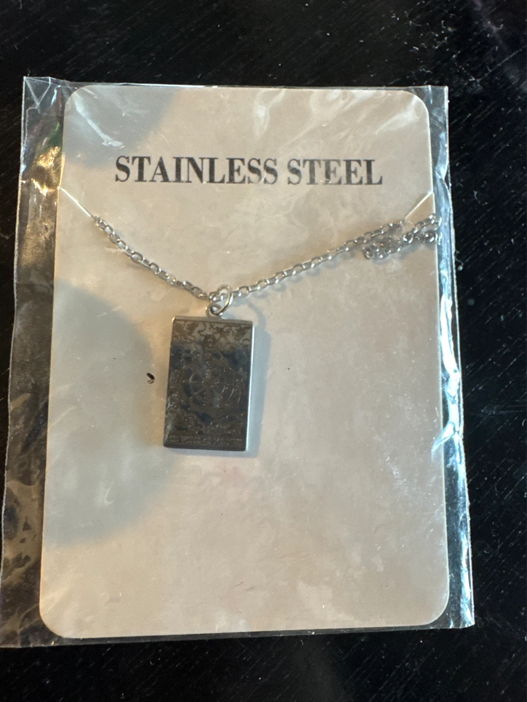 Stainless Steel Pendant Necklace Wheel of Fortune Tarot Card