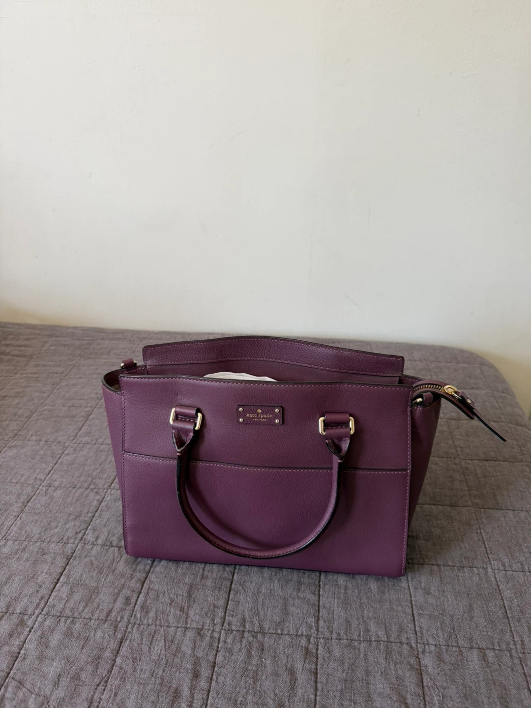 Kate Spade New York Purple Leather Tote Bag