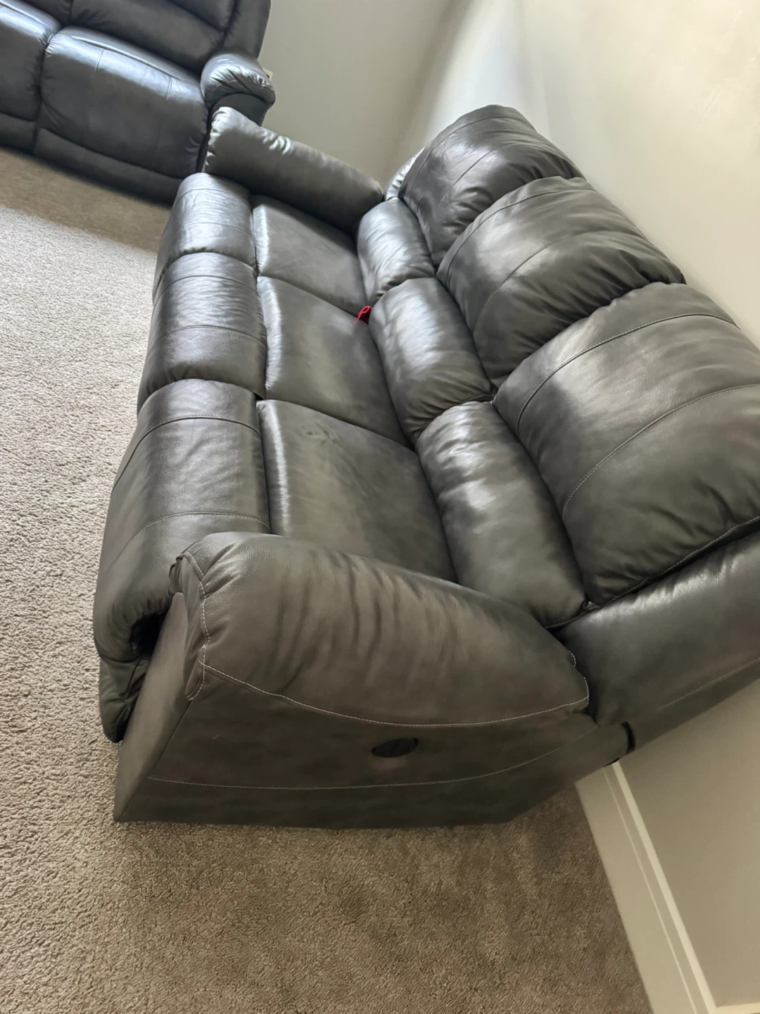 Grey Leather Recliner Sofa