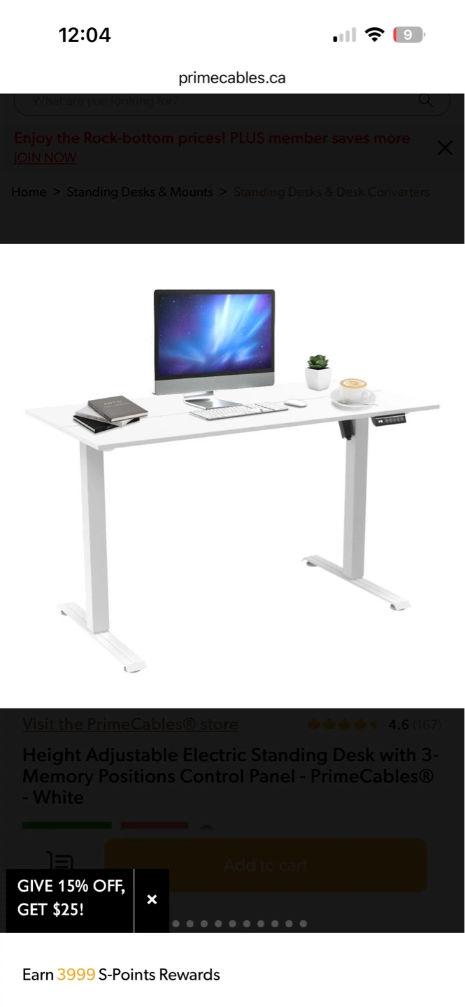 Height Adjustable Electric Standing Desk - White