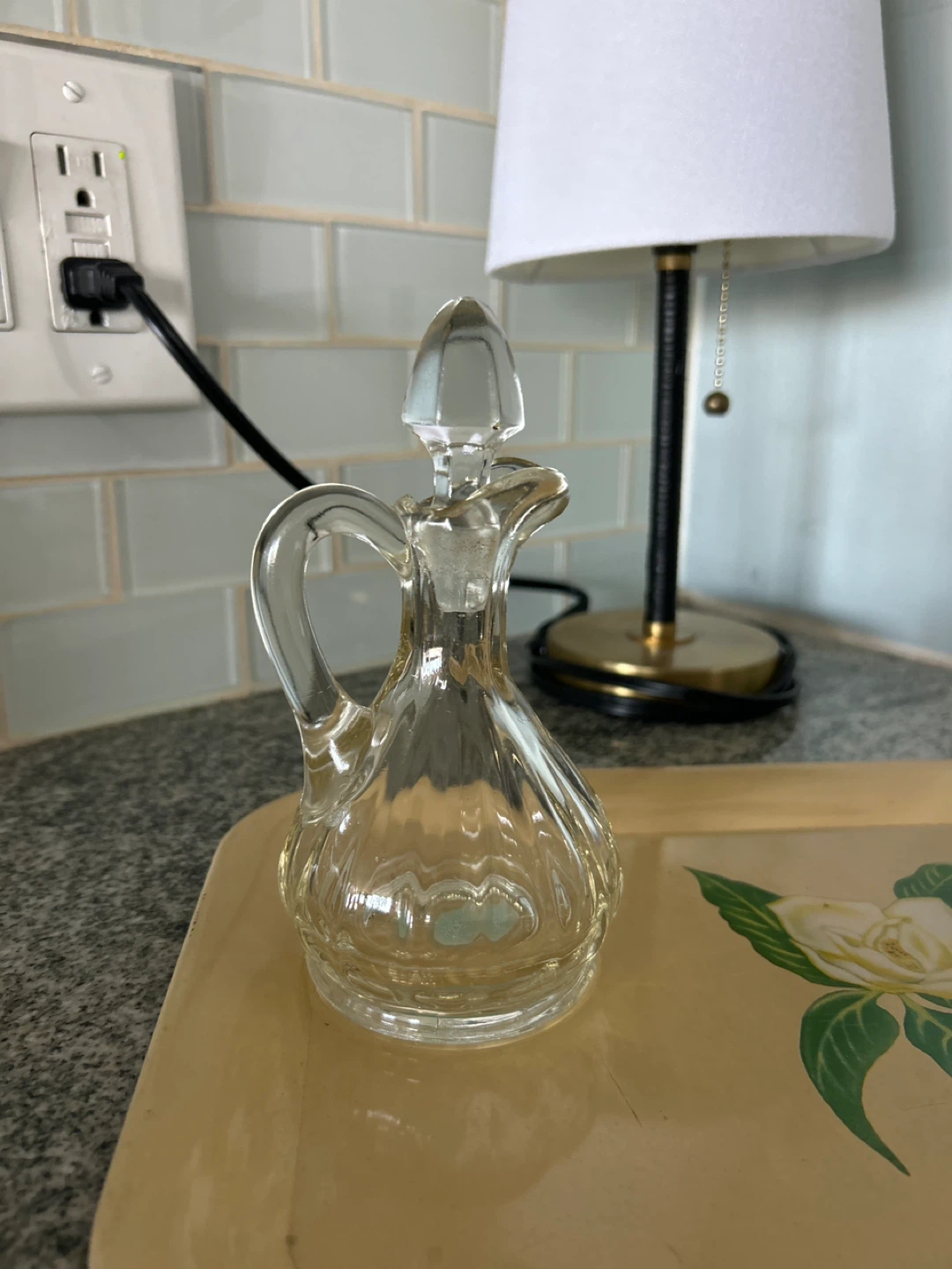 Antique Glass oil and vinegar set - photo 2