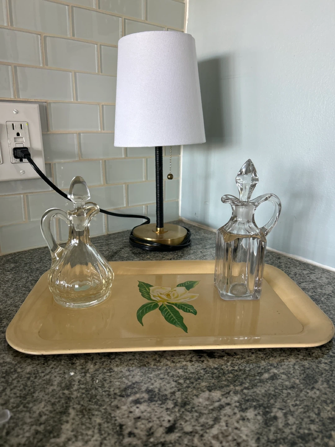 Antique Glass oil and vinegar set