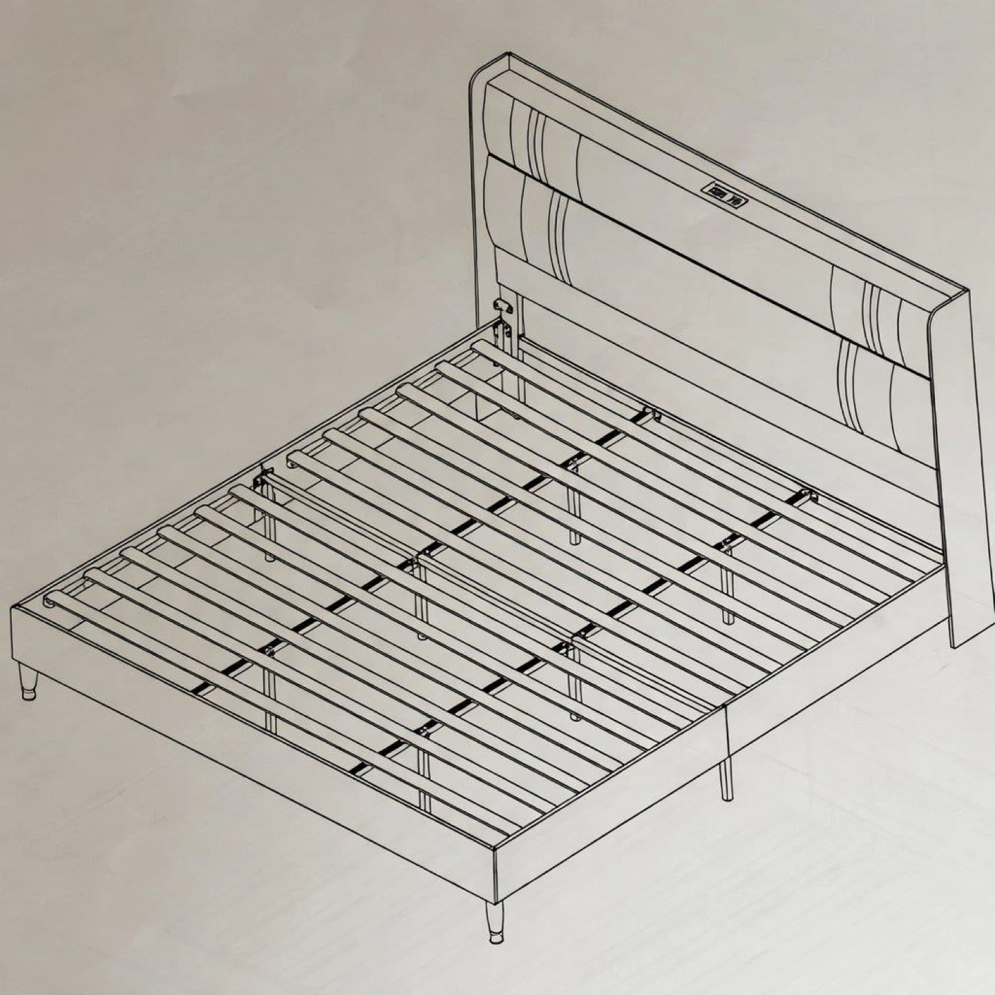 Velvet King Headboard Bed Frame with USB Charging Ports - photo 3