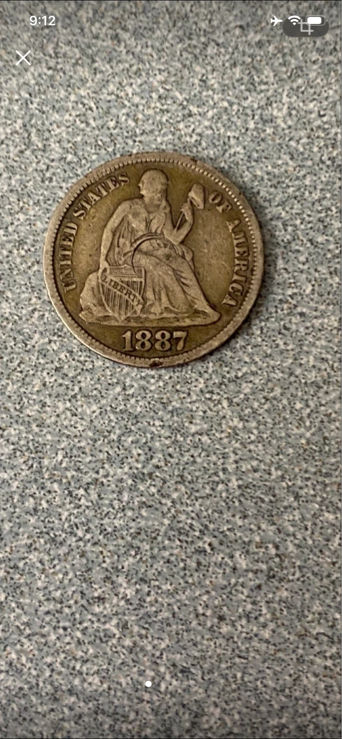 1887 United States Seated Liberty Dime & other coins.