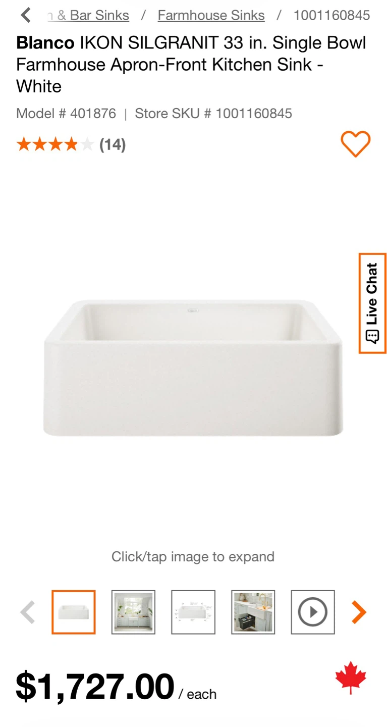 Blanco IKON SILGRANIT Apron-Front Kitchen Sink - White