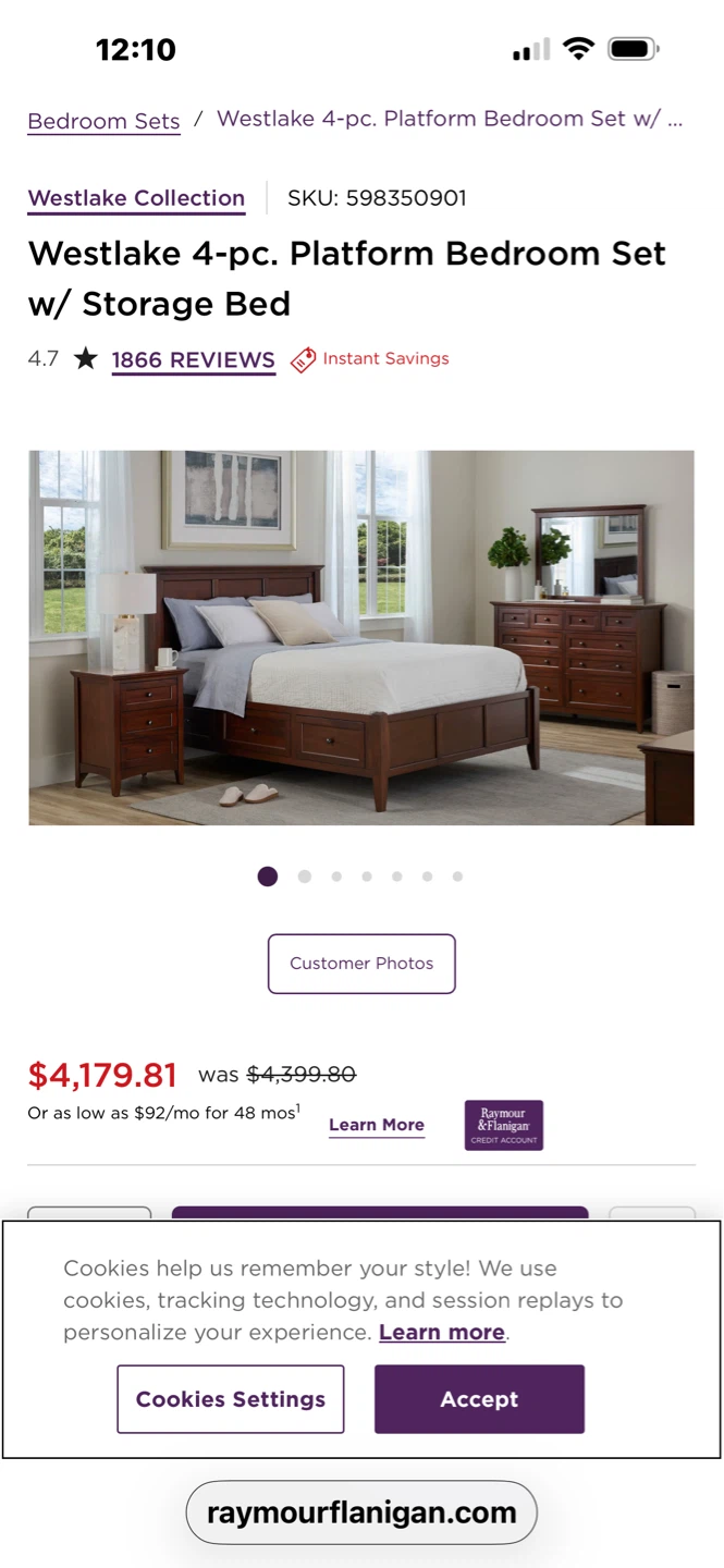 Raymour and Flanigan bedroom set