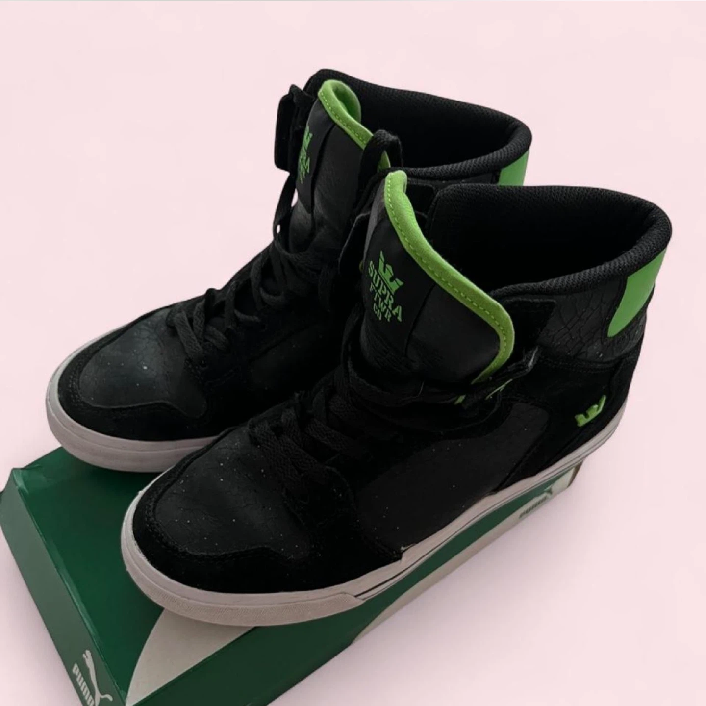 Supra Vaider Men's Black & Neon Green High-Top