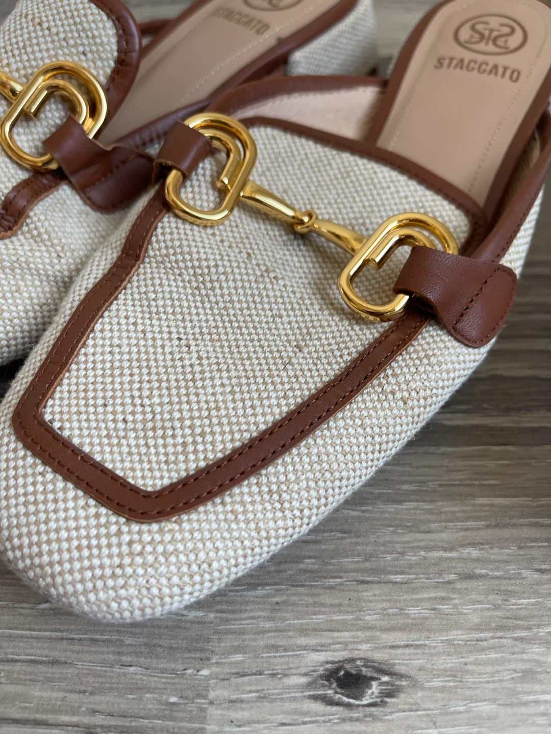 Staccato Scandals Beige/Brown Linen with Gold Hardware - photo 2