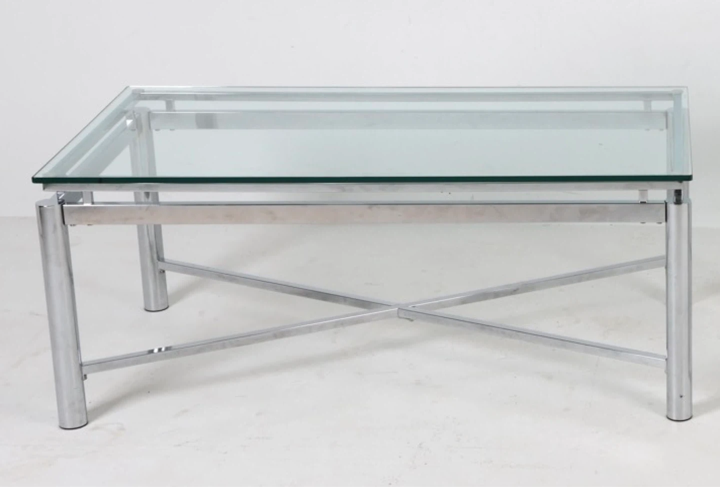 Mid-Century Modern Glass and Chrome Coffee Table - photo 3