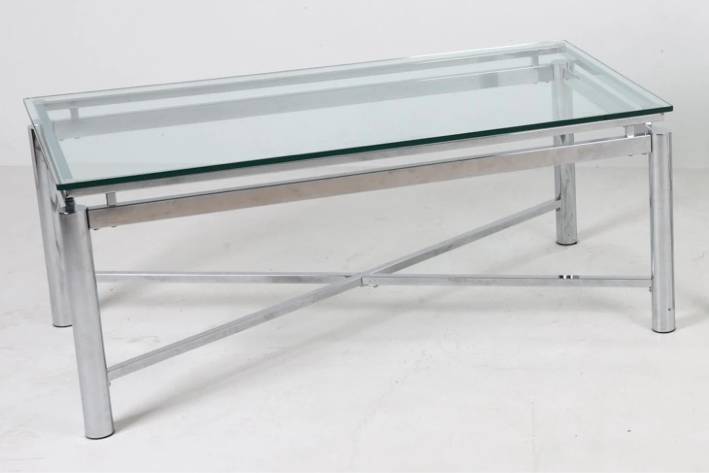 Mid-Century Modern Glass and Chrome Coffee Table - photo 2