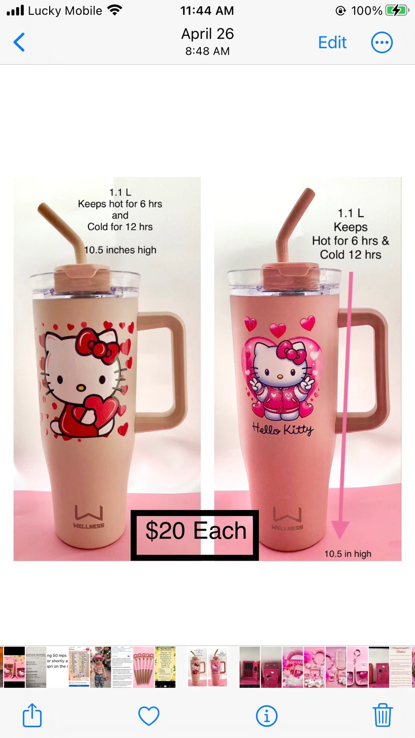 Wellness Hello Kitty Tumbler 1.1 L $20 each