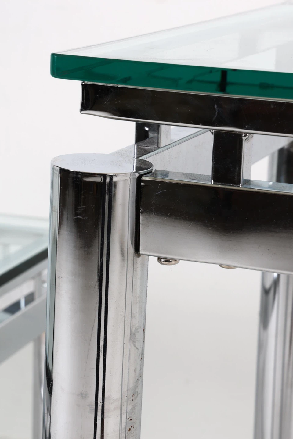 Glass top console table with chrome frame - photo 5