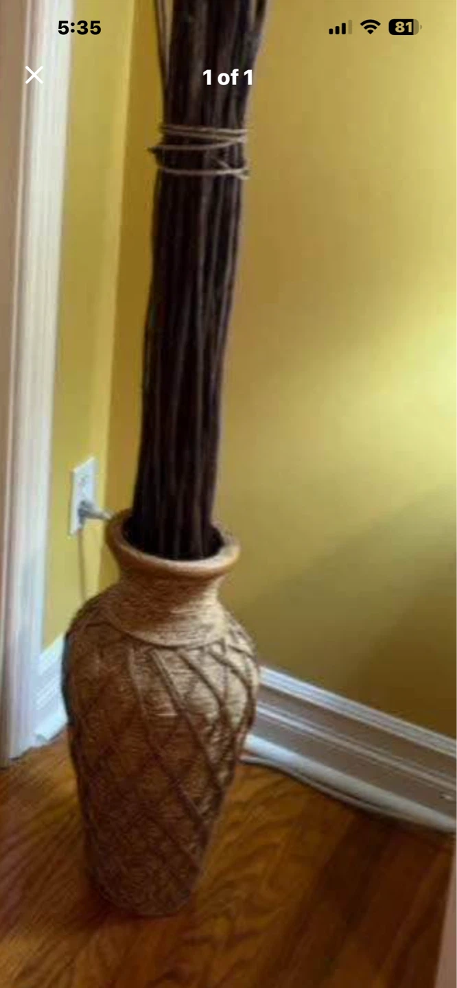 Woven Floor Vase with Decorative Stems
