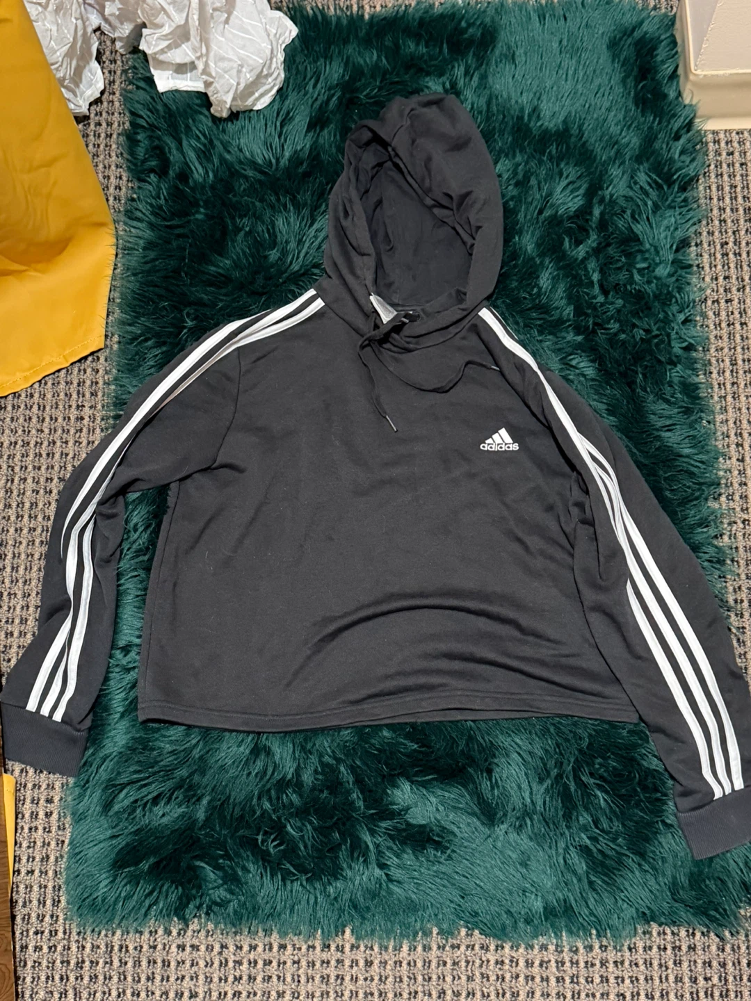 Adidas Black Hoodie with White Stripes