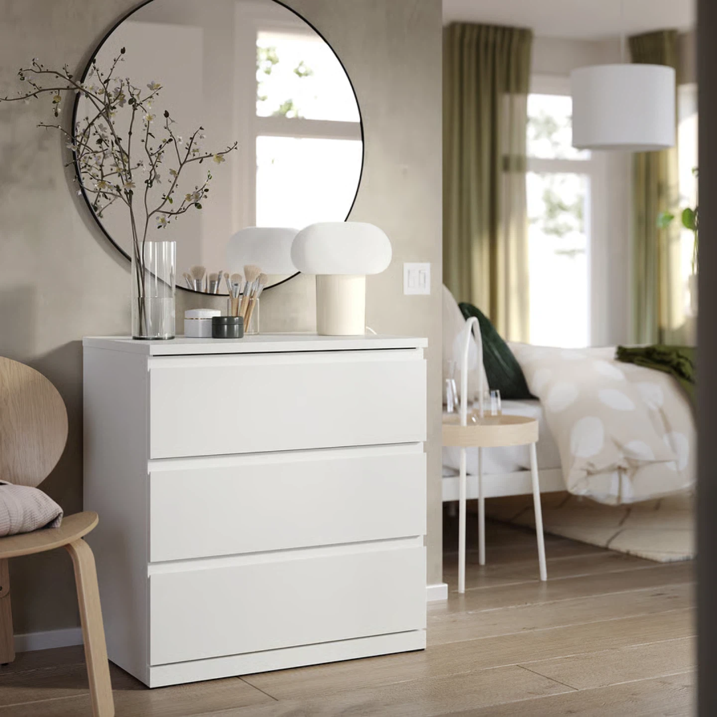 IKEA White 3-Drawer Dresser - 70cm Wide