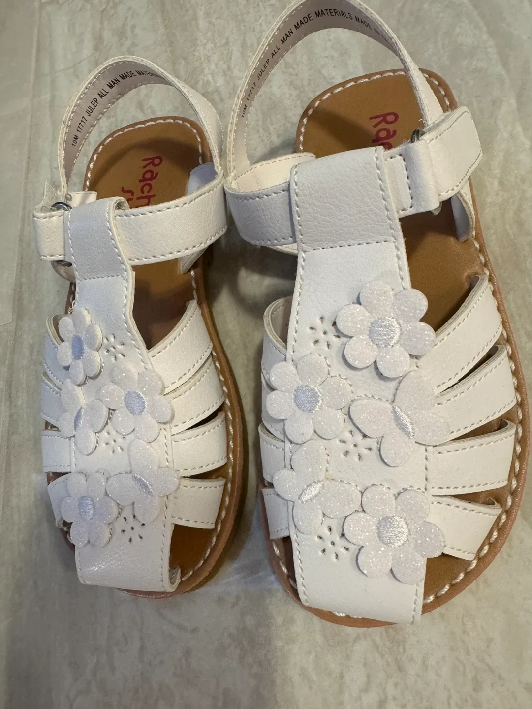 Brand New Rachel Shoes White Floral Toddler Sandals Size 10 - photo 3