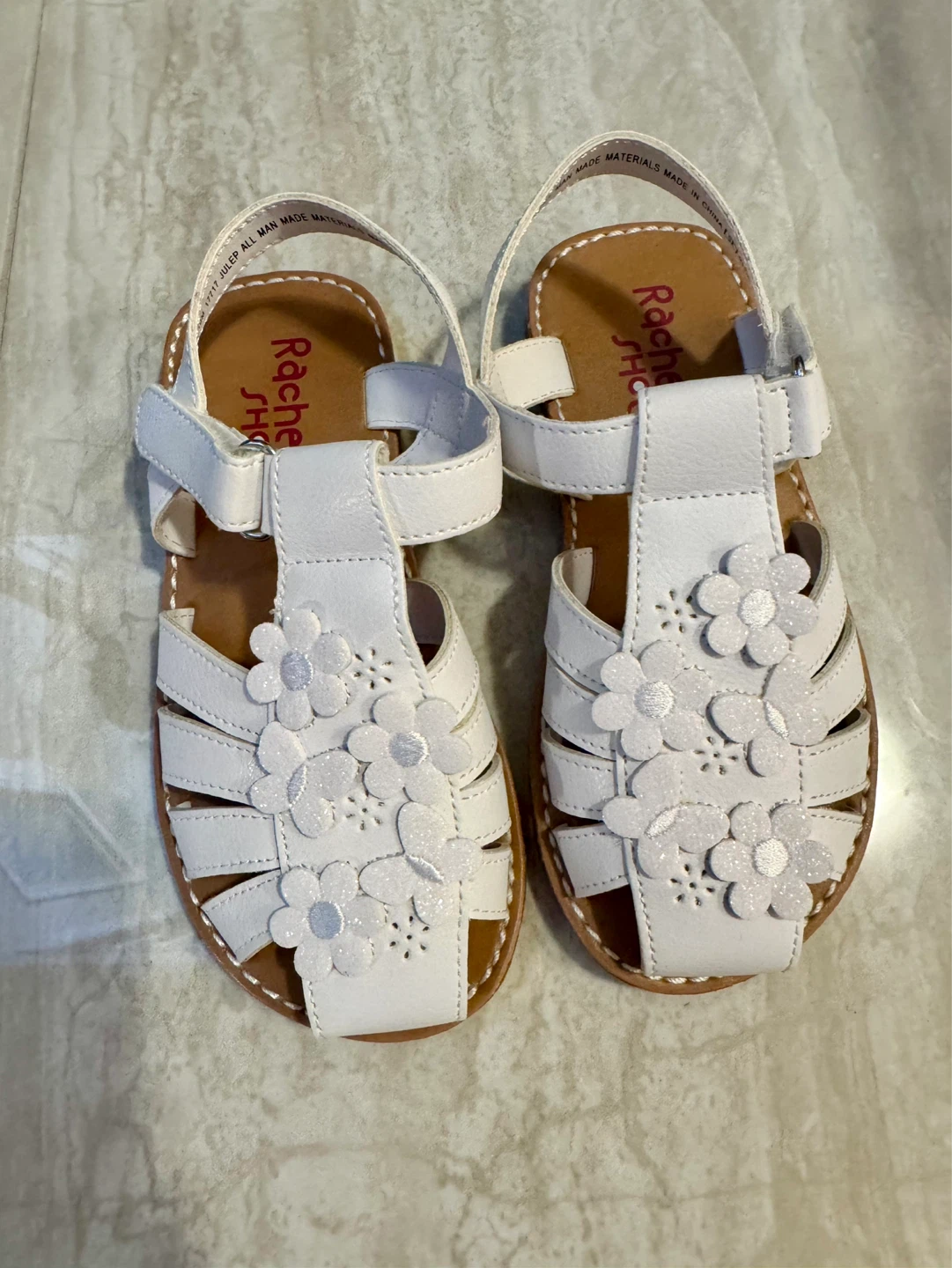 Brand New Rachel Shoes White Floral Toddler Sandals Size 10