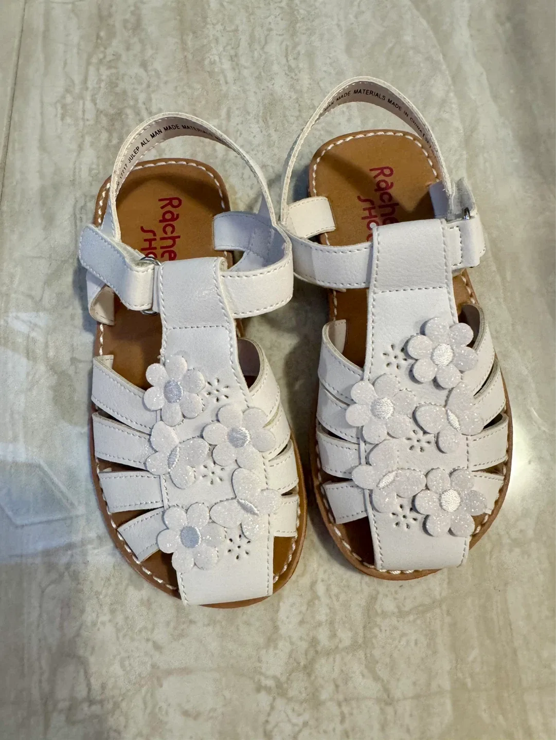Brand New Rachel Shoes White Floral Toddler Sandals Size 10