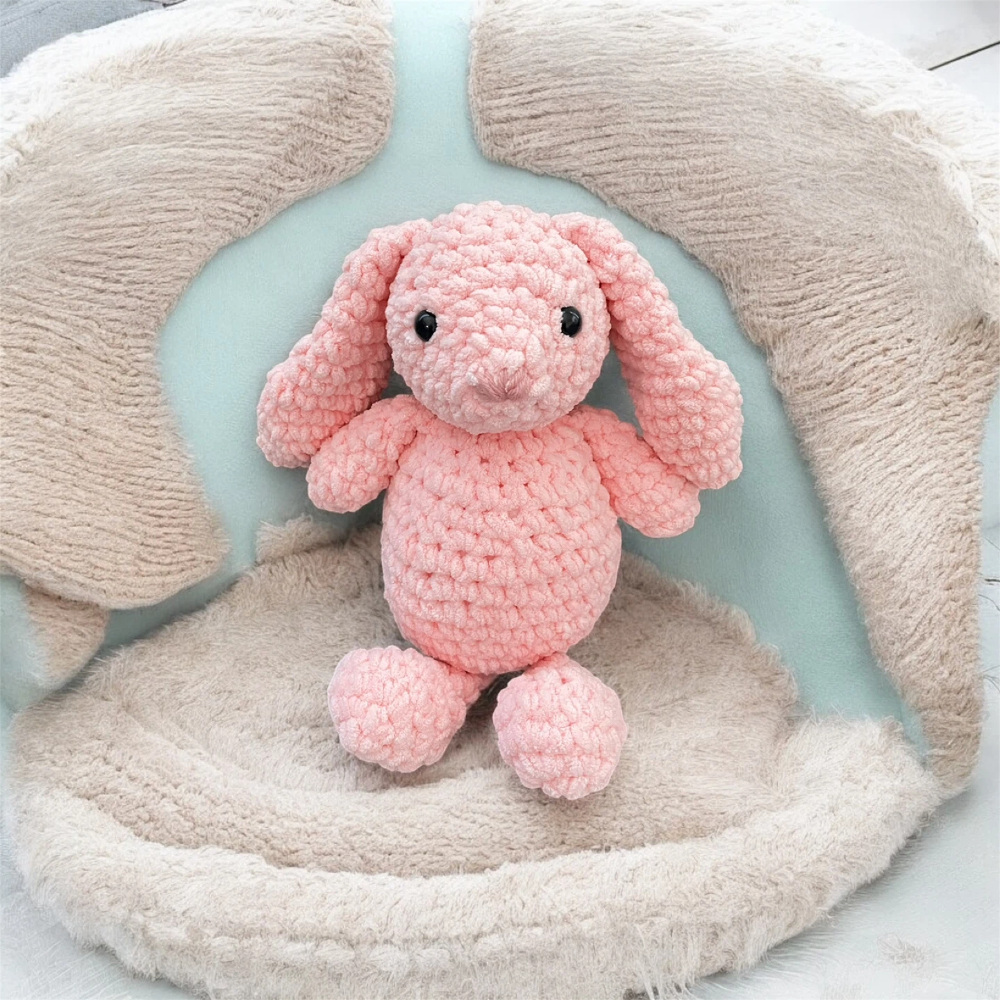 Pink Crochet Bunny Plush Toy