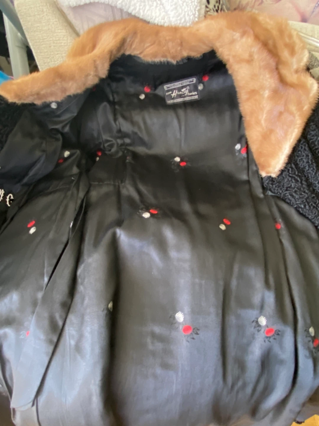 Huntley Furs Black Persian Lamb Coat with Mink Collar - photo 5