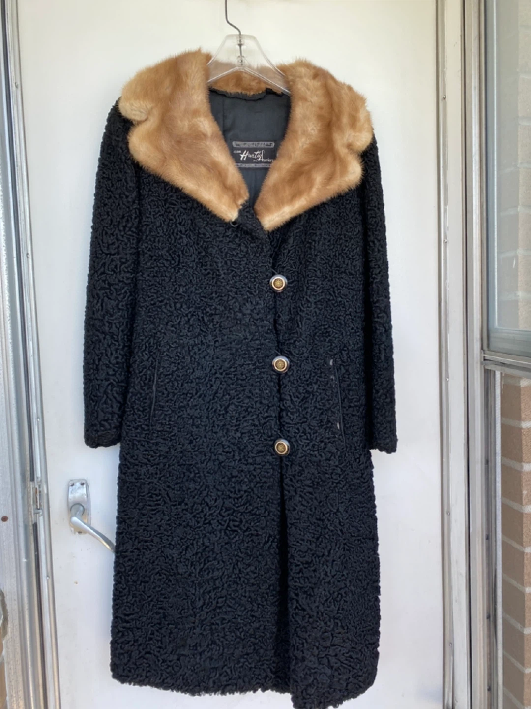 Huntley Furs Black Persian Lamb Coat with Mink Collar - photo 2