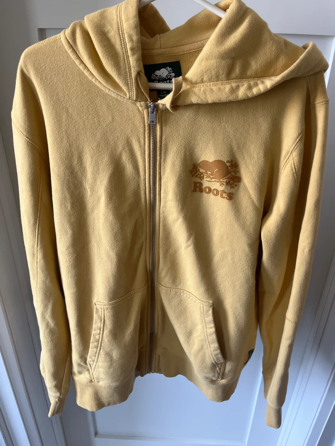 Roots Yellow Zip-Up Hoodie - Size L