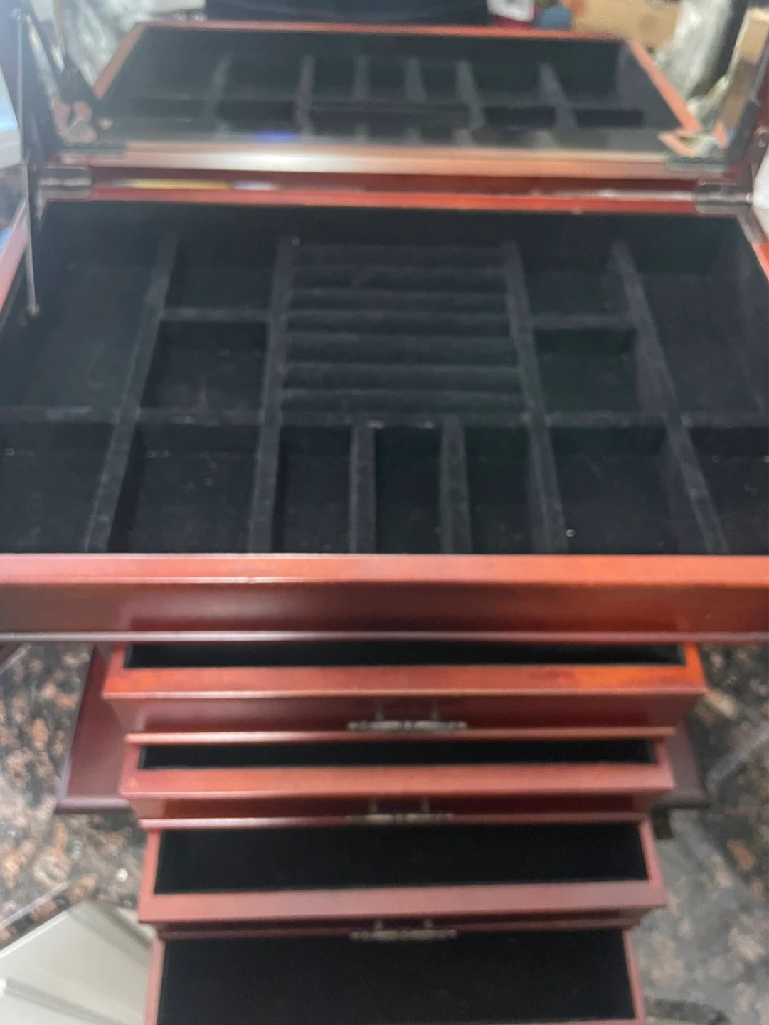 Wooden Jewelry Box with Mirror and Drawers - photo 3