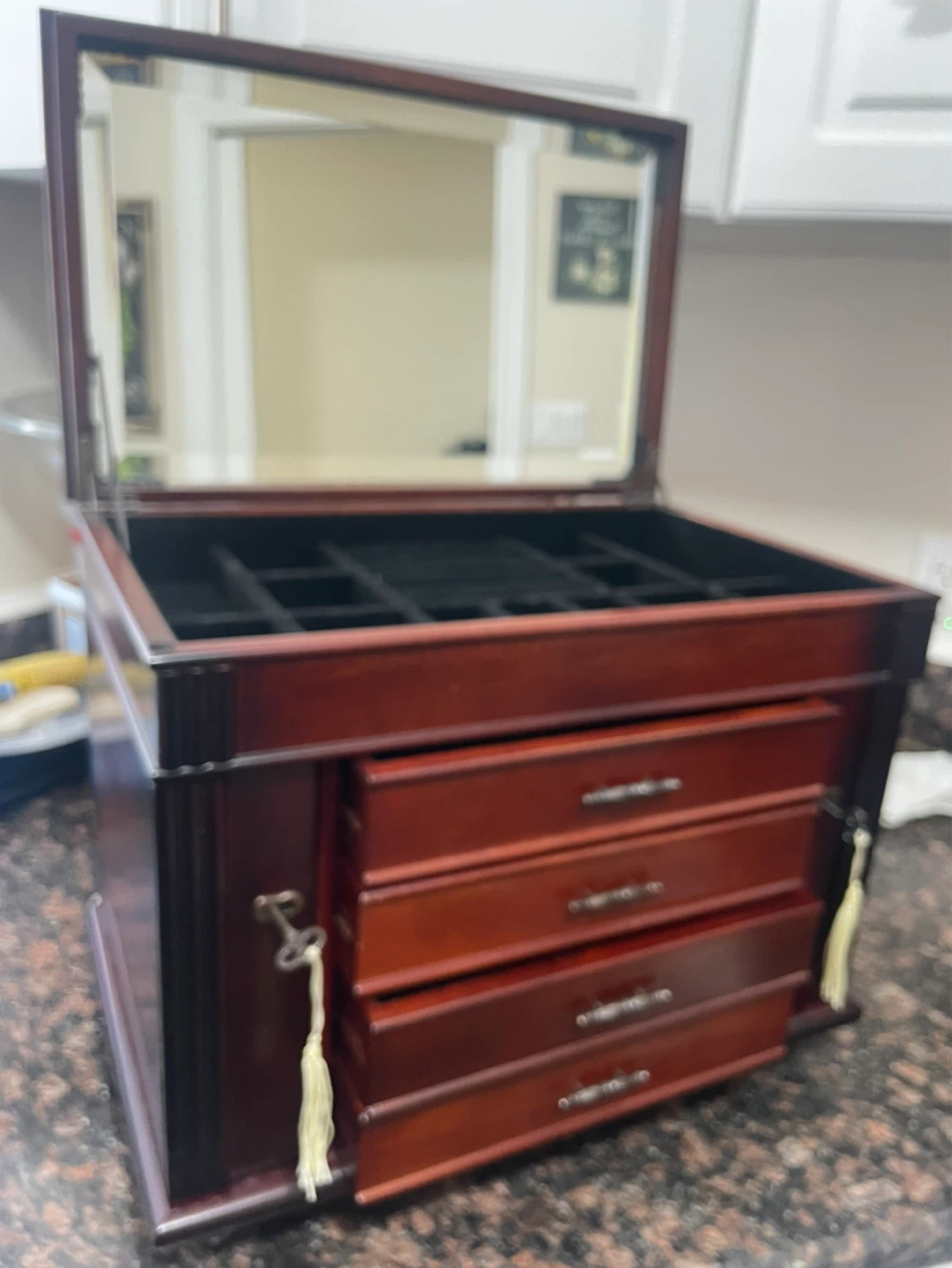 Wooden Jewelry Box with Mirror and Drawers - photo 2