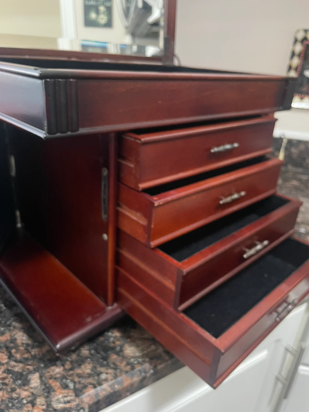 Wooden Jewelry Box with Mirror and Drawers - photo 4