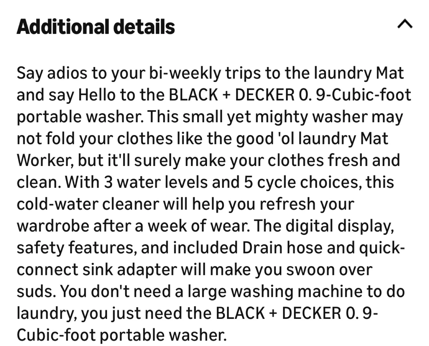 BLACK + DECKER 0.9-Cubic foot Portable Washer - photo 4
