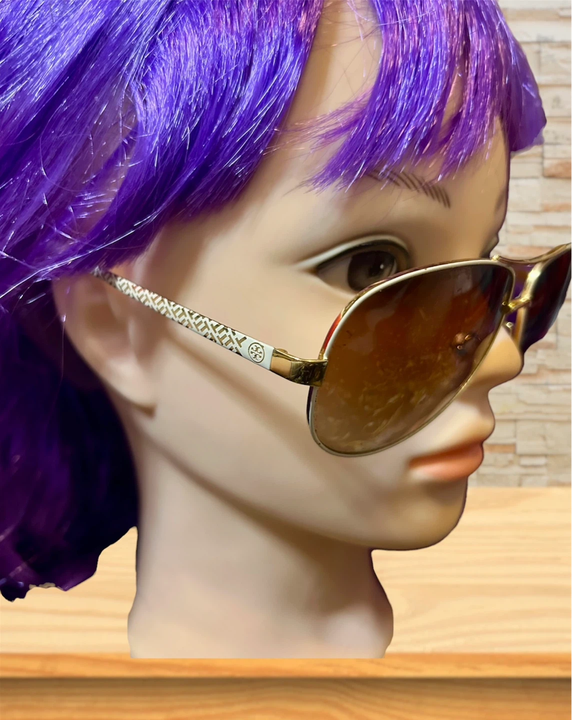 Tory Burch Aviator White & Gold Sunglasses