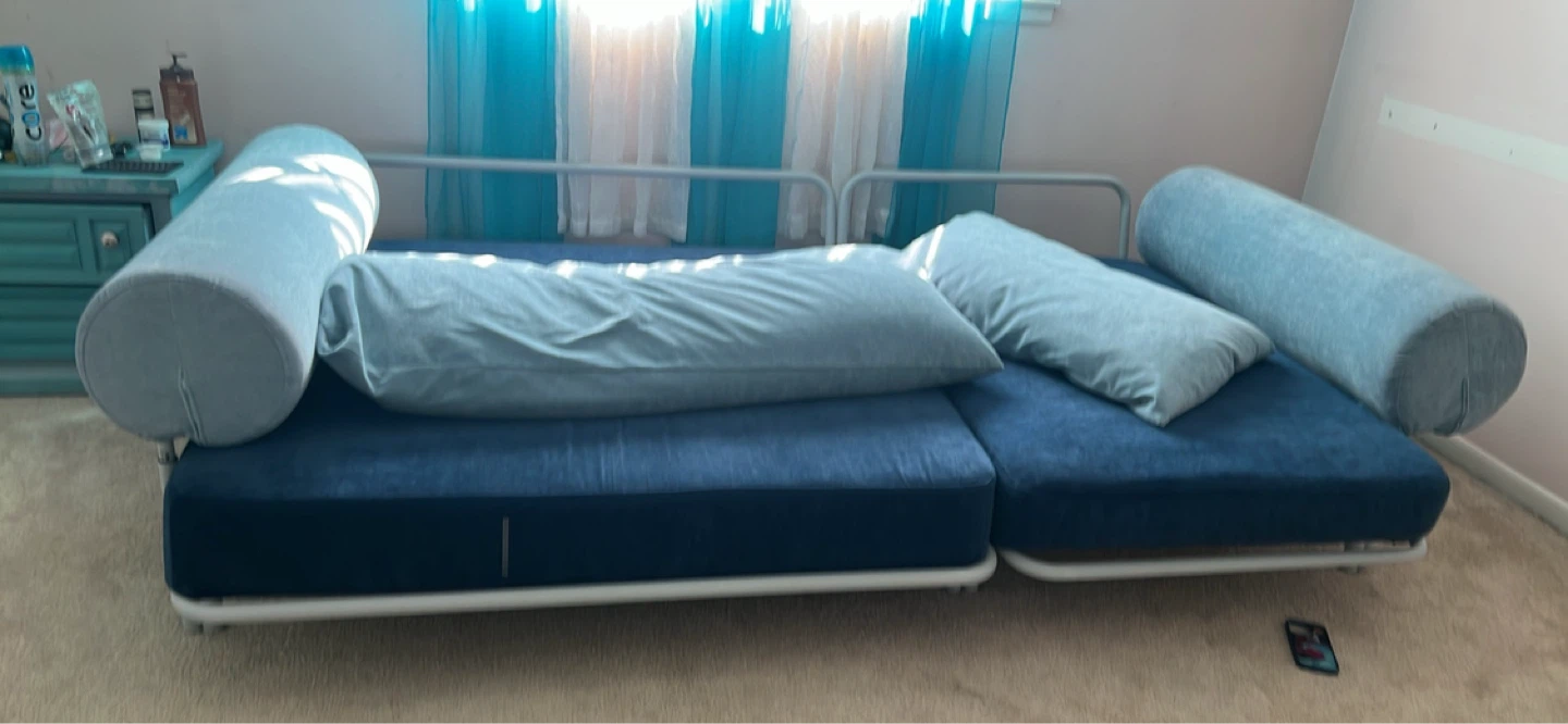 Blue Sofa Bed with Cushions