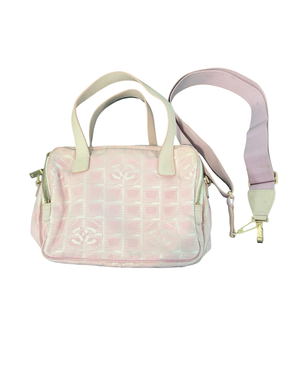 CHANEL Pink Canvas New Travel Line Bag