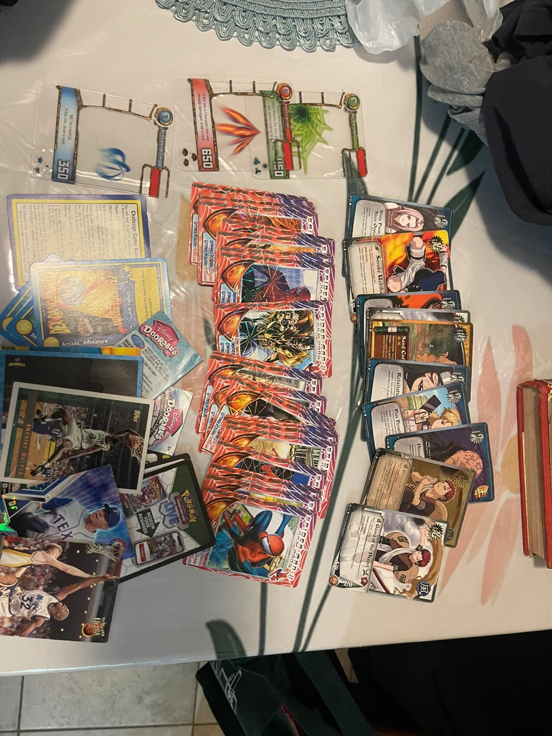 Assorted Trading Cards: Naruto, Spiderman, Pokemon, Sports