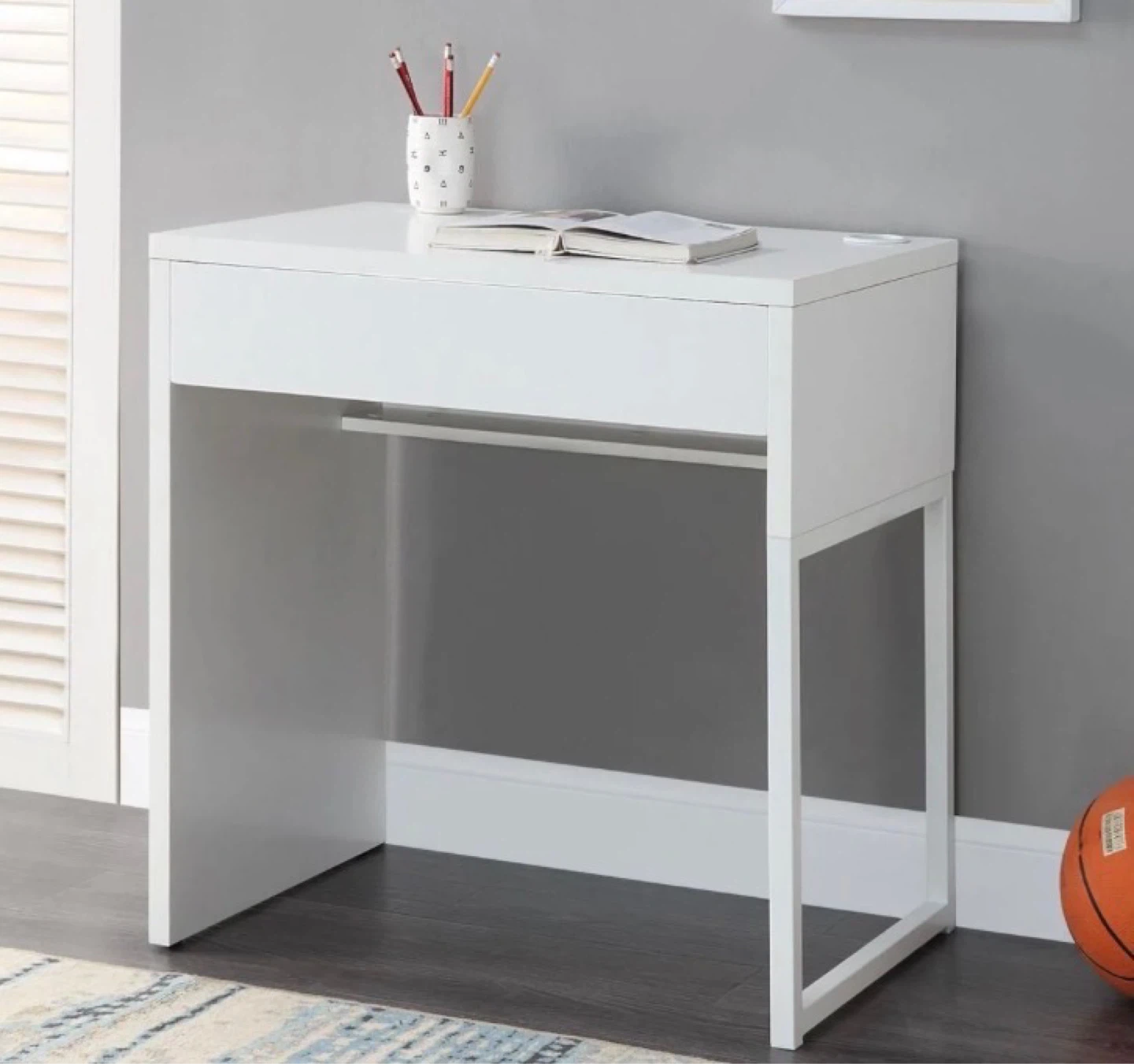 White Desk with Drawer