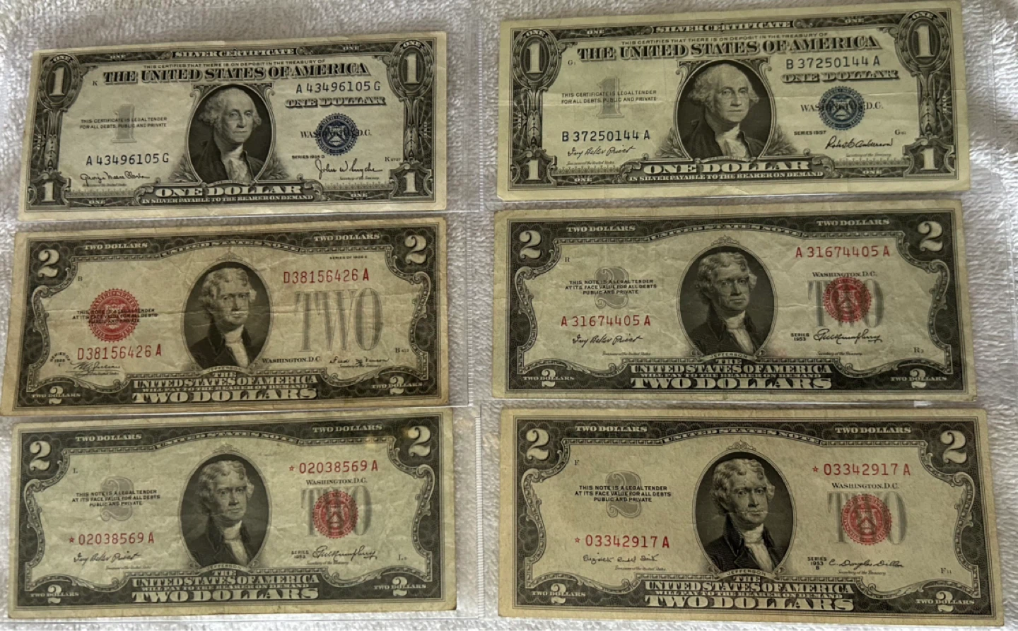 U.S. Silver Certificates & $2 Red Seal Notes Lot Star Notes
