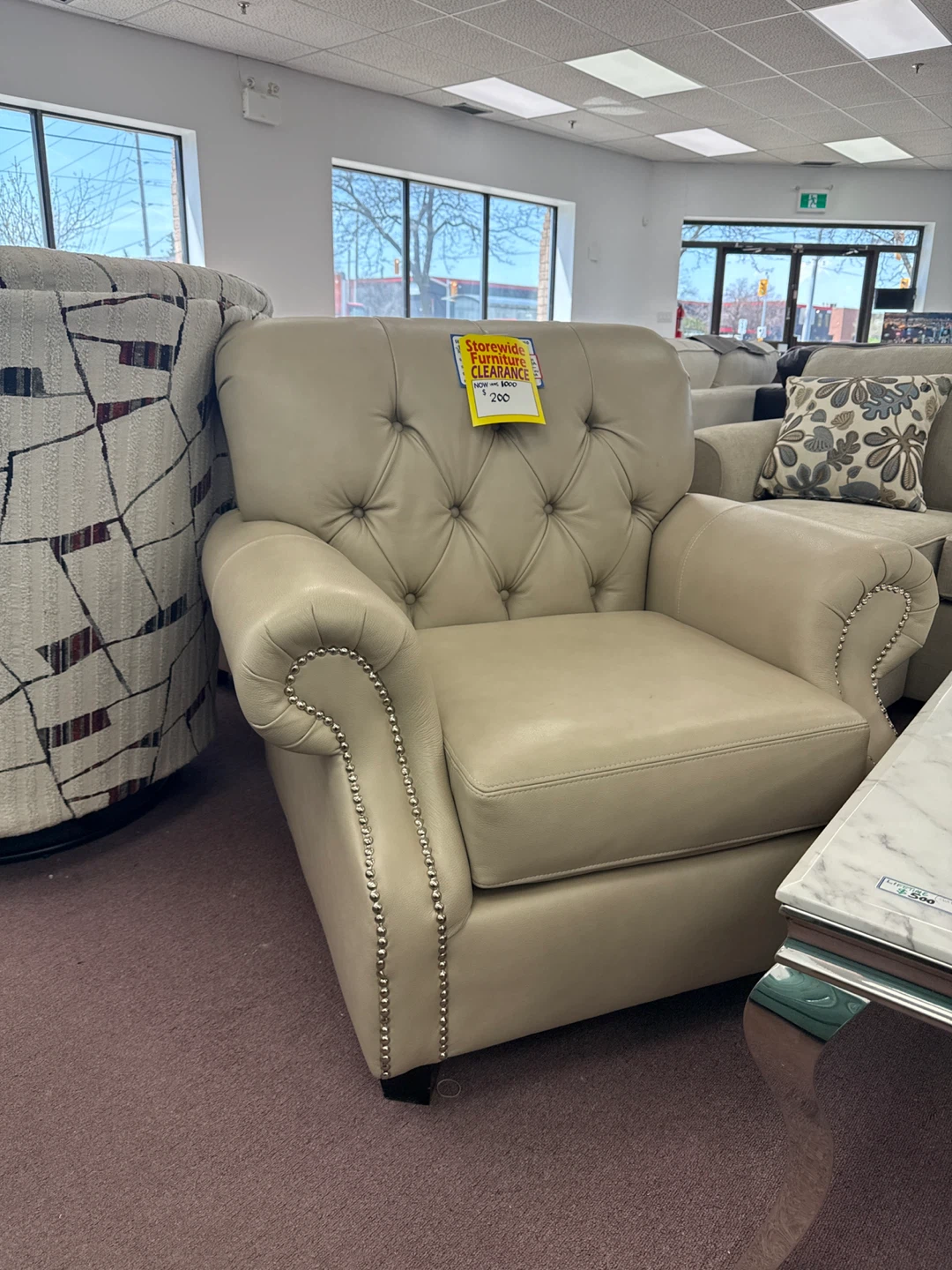 Tufted Accent Armchair - Light Beige