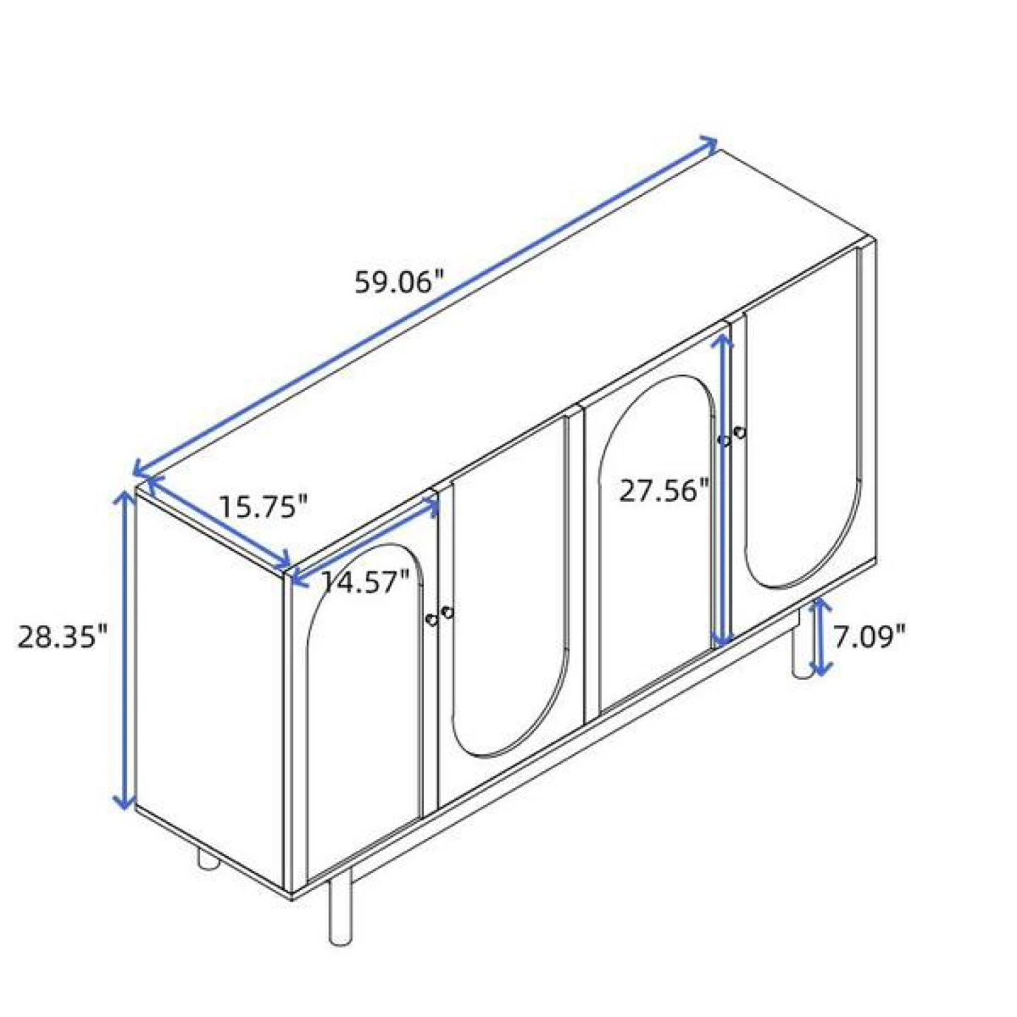 Modern White Sideboard Cabinet | 4 Door Storage Console - photo 4