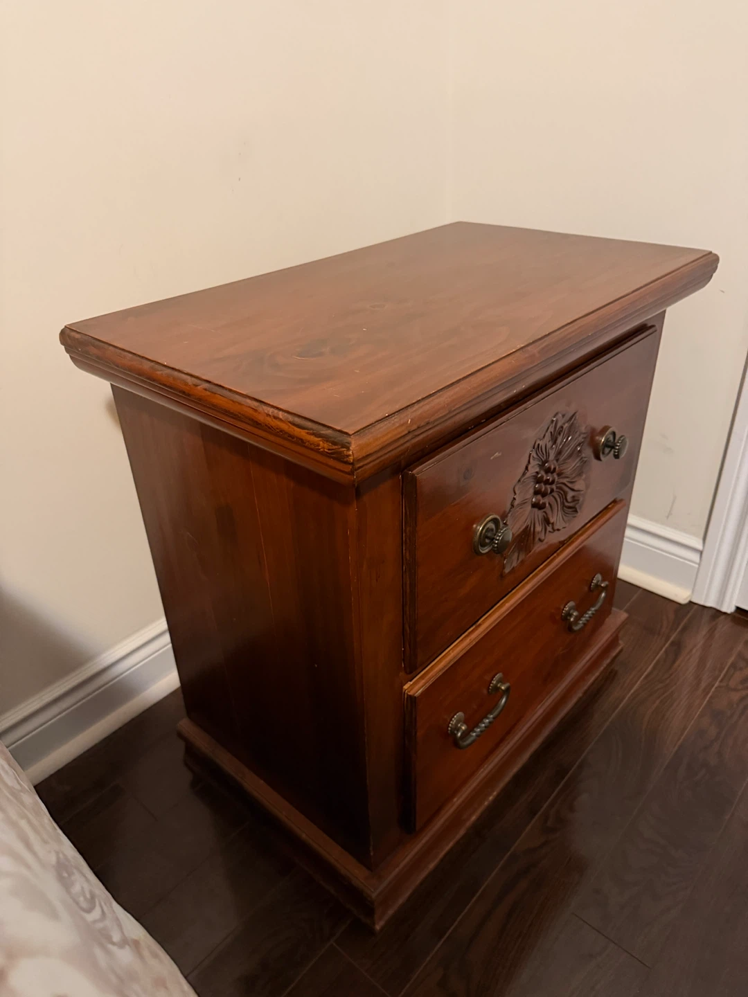 Wooden Nightstands with Carved Drawer Front - photo 2