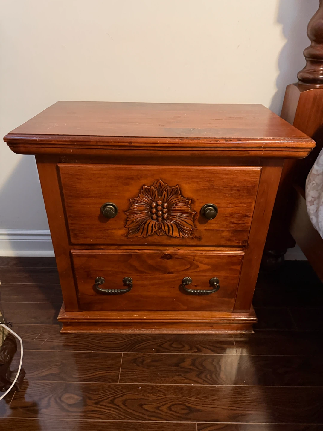 Wooden Nightstands with Carved Drawer Front - photo 3