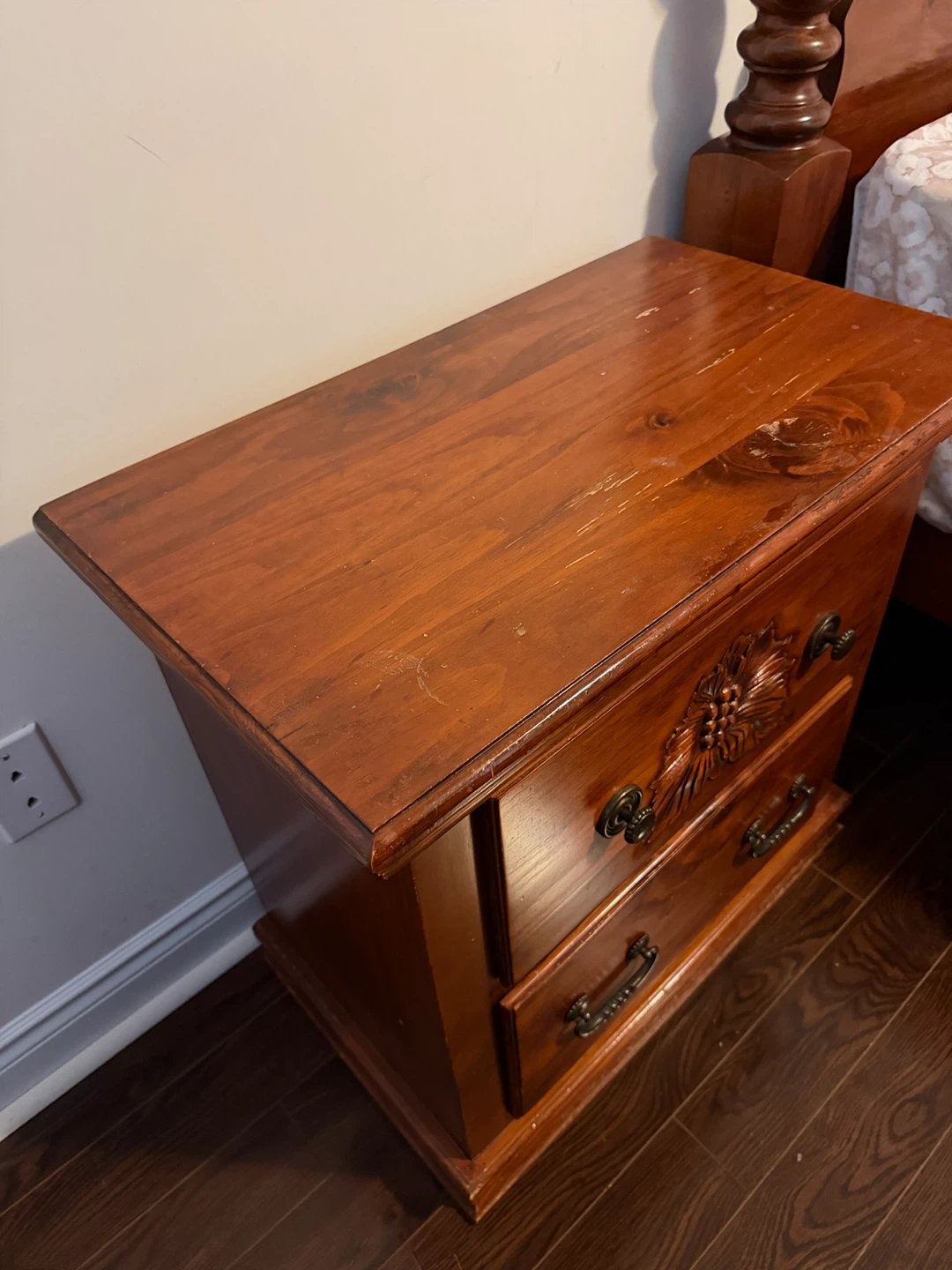 Wooden Nightstands with Carved Drawer Front - photo 4