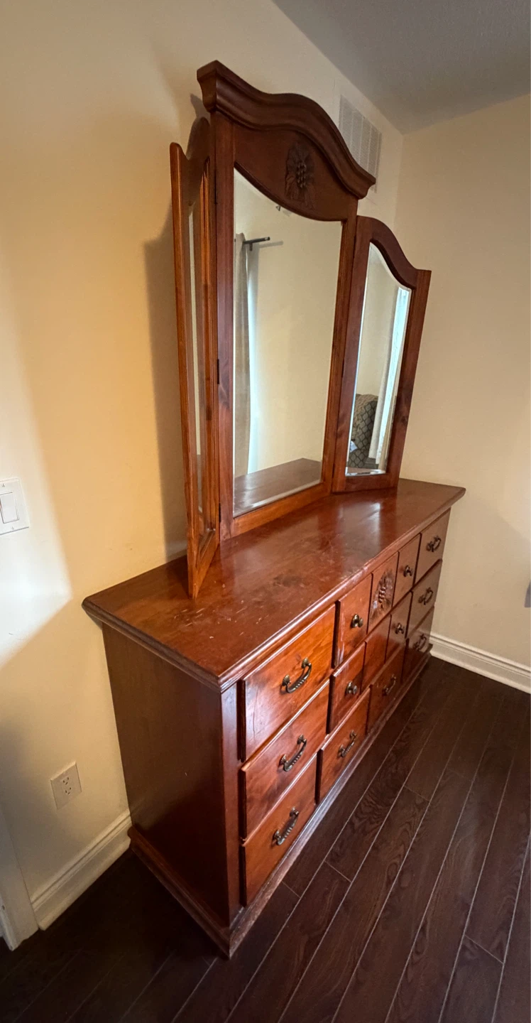 Wooden Vanity Dresser with Mirror - photo 2