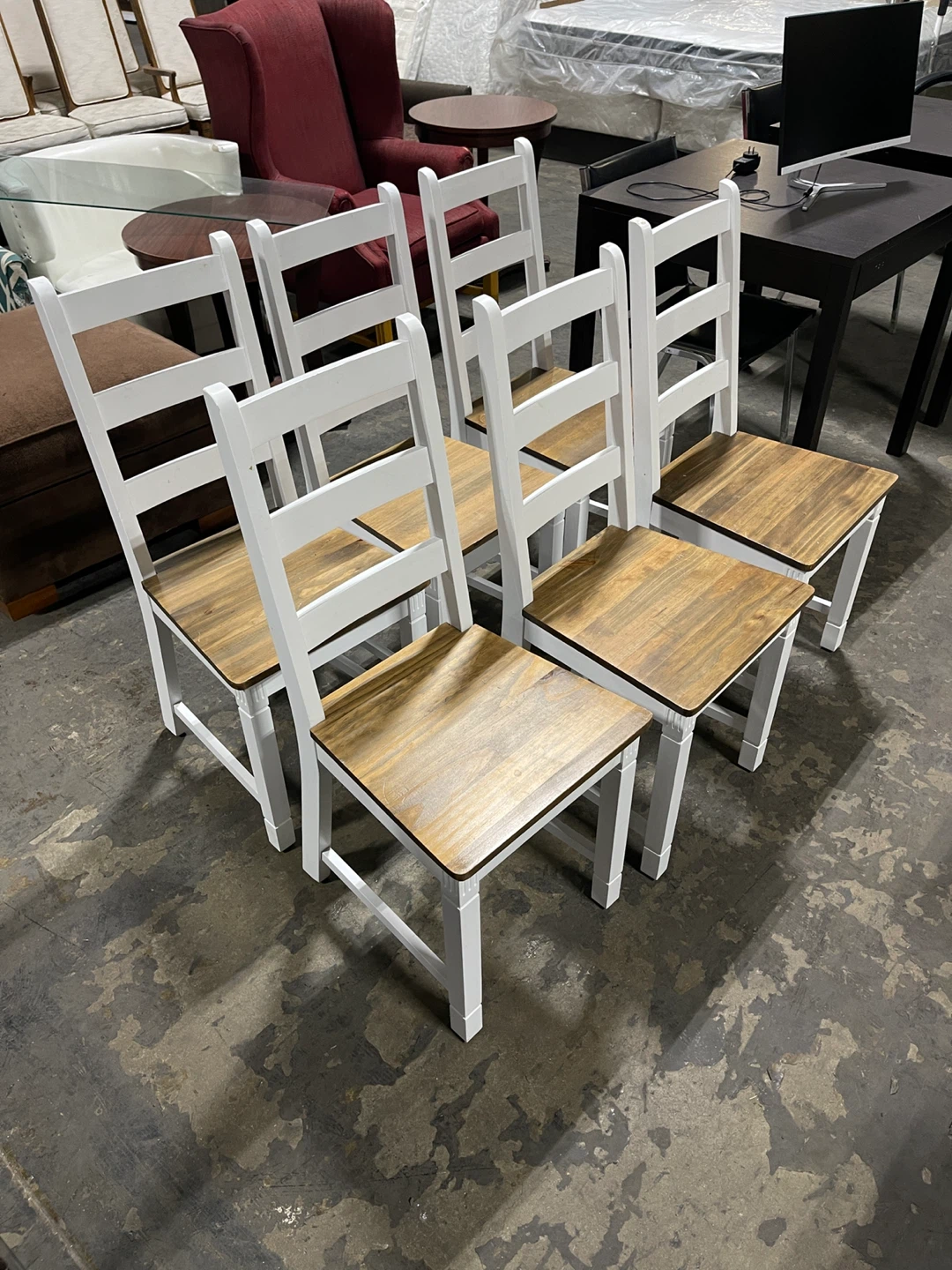 6 JYSK chairs.  White and wood