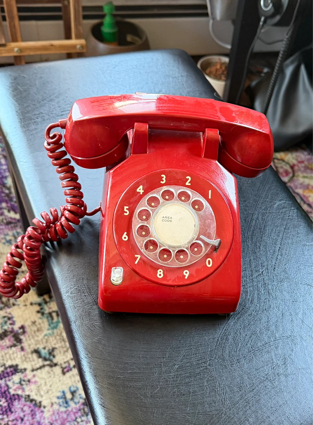 Vintage Rotary Dial Phone - Red